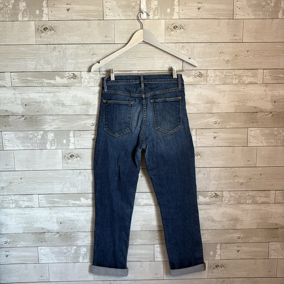 FRAME DENIM Distressed Dark Wash High Rise Straight Jean - Picture 4 of 13